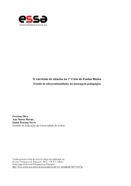 2013 - O curr&iacute;culo de ci&ecirc;ncias no 1&ordm; Ciclo do Ensino B&aacute;sico