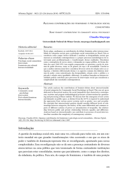 Algumas contribui&ccedil;&otilde;es do feminismo &agrave; psicologia social comunit&aacute;ria