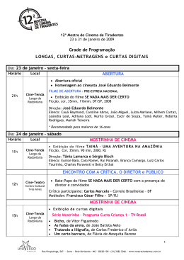 Grade de Programa&ccedil;&atilde;o LONGAS, CURTAS