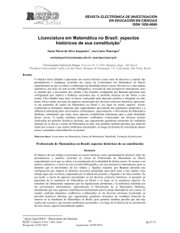 Licenciatura em Matem&aacute;tica no Brasil: aspectos hist&oacute;ricos