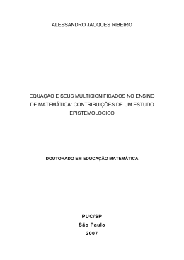 Equa&ccedil;&atilde;o e seus multisignificados no Ensino de
