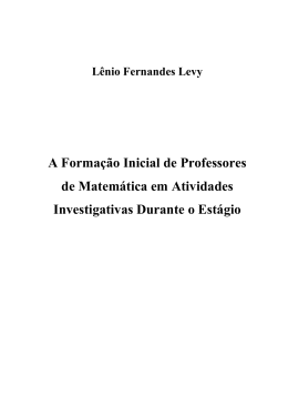 A Forma&ccedil;&atilde;o Inicial de Professores de Matem&aacute;tica em Atividades