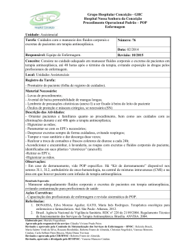 Cuidados com o manuseio dos flu&iacute;dos corporais e excretas de pac