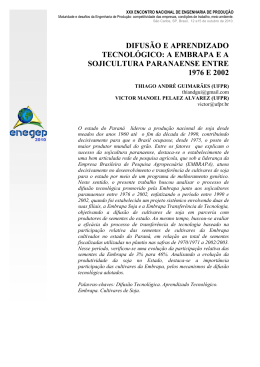 DIFUS&Atilde;O E APRENDIZADO TECNOL&Oacute;GICO: A EMBRAPA