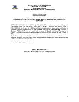 ESTADO DE MATO GROSSO DO SUL MUNIC&Iacute;PIO DE CORUMB&Aacute;