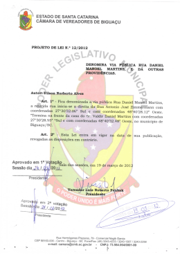 ESTADO DE SANTA CATARINA C&Acirc;MARA DE VEREADORES DE