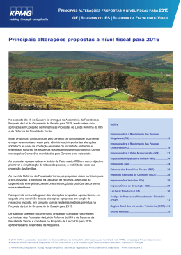 Principais altera&ccedil;&otilde;es propostas a n&iacute;vel fiscal para 2015