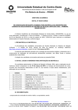 Edital n&ordm; 09/2015 &ndash; de convoca&ccedil;&atilde;o em quarta chamada para matr&iacute;cula