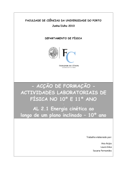 Energia cin&eacute;tica ao longo de um plano inclinado