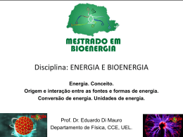 Disciplina: ENERGIA E BIOENERGIA