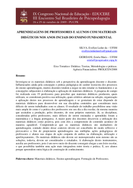 aprendizagens de professores e alunos com materiais