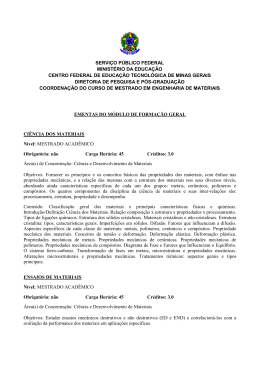 ementa das disciplinas - Mestrado em Engenharia de Materiais
