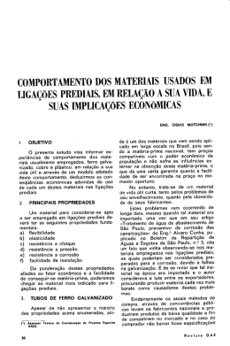 comportamento dos materiais usados em liga&ccedil;&otilde;es prediais, em