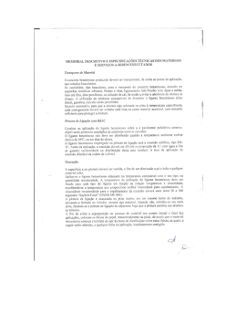 memorial descritivo – especificações técnicas dos materiais