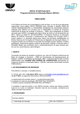 PIBID/CAPES EDITAL Nº.055/ProEn/2014 Programa