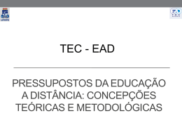 Pressupostos da Educa&ccedil;&atilde;o a Dist&acirc;ncia