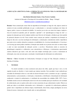 a educa&ccedil;&atilde;o a dist&acirc;ncia para a forma&ccedil;&atilde;o ao longo da vida