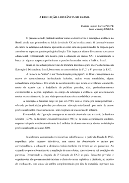 A EDUCA&Ccedil;&Atilde;O A DIST&Acirc;NCIA NO BRASIL Patricia Lupion Torres