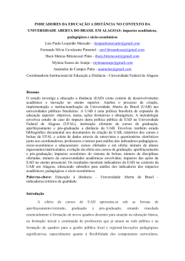 INDICADORES DA EDUCA&Ccedil;&Atilde;O A DIST&Acirc;NCIA NO