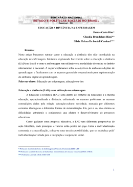 EDUCA&Ccedil;&Atilde;O &Agrave; DIST&Acirc;NCIA NA ENFERMAGEM DIAS