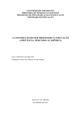 a constru&ccedil;&atilde;o do ser professor na educa&ccedil;&atilde;o a dist&acirc;ncia: percurso