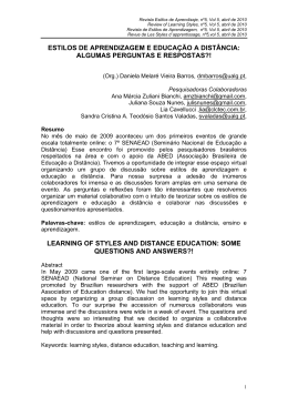 estilos de aprendizagem e educa&ccedil;&atilde;o a dist&acirc;ncia