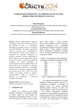 viabilidade energ&eacute;tica da produ&ccedil;&atilde;o de etanol hidratado