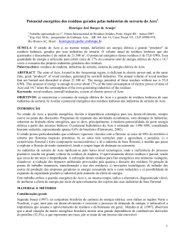 Potencial energ&eacute;tico dos res&iacute;duos gerados pelas