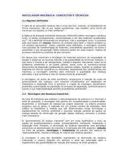 reciclagem mec&acirc;nica: conceitos e t&eacute;cnicas