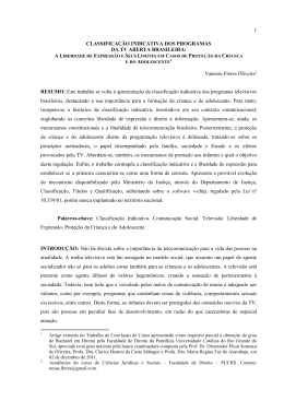 1 CLASSIFICA&Ccedil;&Atilde;O INDICATIVA DOS PROGRAMAS DA