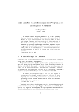 Imre Lakatos e a Metodologia dos Programas de Investigação