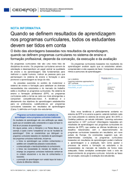 Quando se definem resultados de - Cedefop