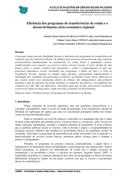 Efici&ecirc;ncia dos programas de transfer&ecirc;ncias de renda e o
