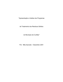 "Apresenta&ccedil;&atilde;o e An&aacute;lise dos Programas de Tratamento