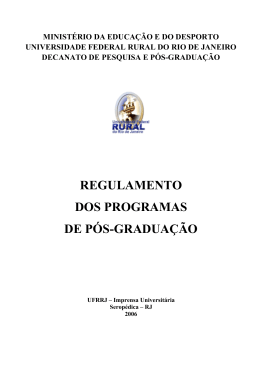 REGULAMENTO DOS PROGRAMAS DE PÓS