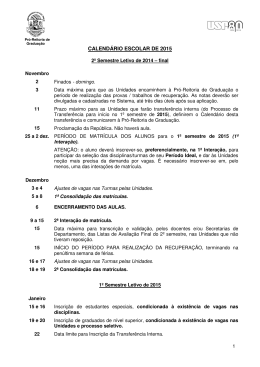 CALENDÁRIO ESCOLAR DE 2015