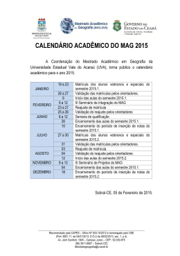 CALENDÁRIO ACADÊMICO DO MAG 2015