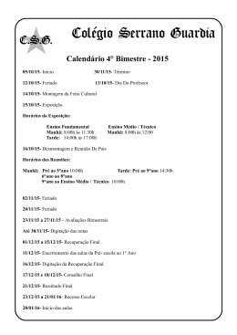 Calendário 4° Bimestre - 2015