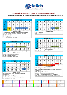 Calendário Escolar para 1º Semestre/2016/1º