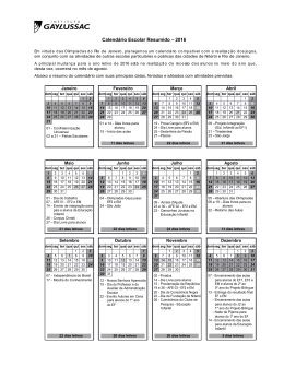 Calendário Escolar Resumido – 2016