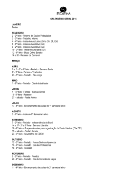 CALENDÁRIO GERAL 2015 JANEIRO Férias FEVEREIRO