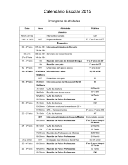 Calend&aacute;rio Escolar 2015