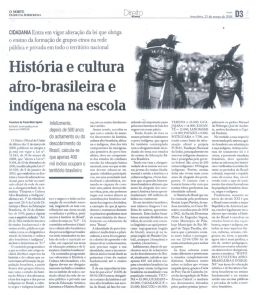 CIDADANlA Entra em vigor altera&ccedil;&atilde;o da lei que obriga o ensino da