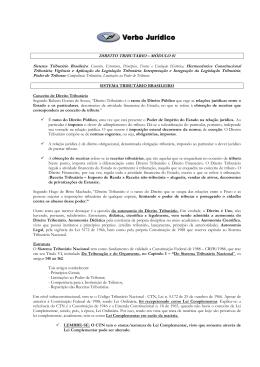 DIREITO TRIBUT&Aacute;RIO &ndash; M&Oacute;DULO 01 Tribut&aacute;ria