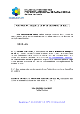 Portarias n&ordm; 250 - 251 - 252 - Prefeitura Municipal de F&aacute;tima do Sul