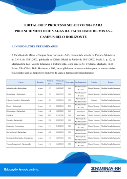 EDITAL DO 1&ordm; PROCESSO SELETIVO 2016 PARA