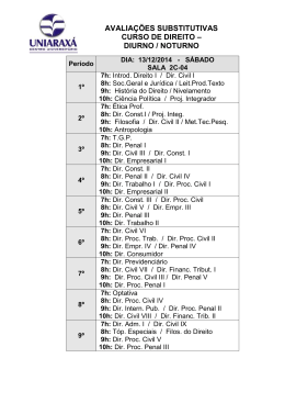 AVALIAÇÕES SUBSTITUTIVAS CURSO DE DIREITO – DIURNO