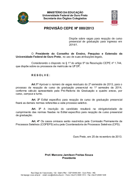 Provis&atilde;o CEPE n.&ordm; 080/2013