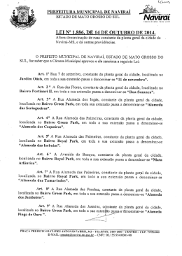 LEI N&ordm; 1.886, DE 14 DE OUTUBRO DE 2014