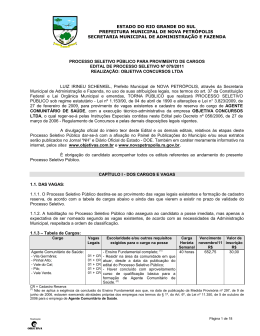 Edital de Abertura das Inscri&ccedil;&otilde;es